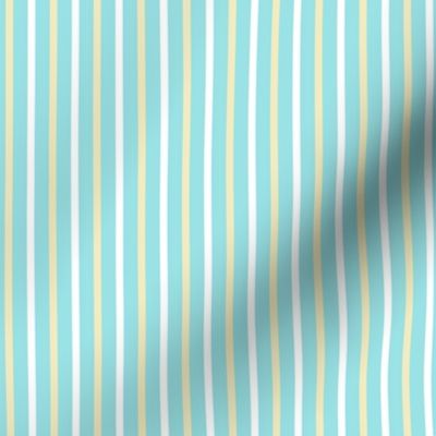 Starlight Stripes - Narrow White and Cream on Pale Blue