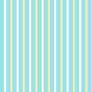Starlight Stripes - Narrow White and Cream on Pale Blue