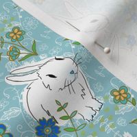 Bunny love - blue floral