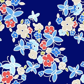 Ditsy butterfly trellis - navy