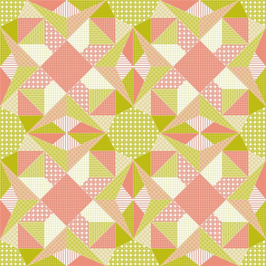 Morning Stars Quilt - Blush Pink, Bamboo Green and White (# W1)