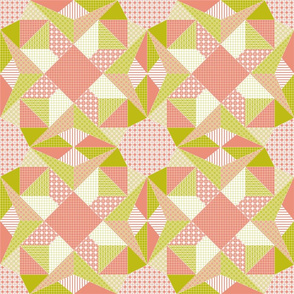 Blushing Stars Quilt - Blush Pink, Bamboo Green and White (# W2)