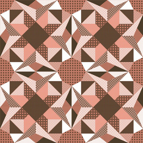 Campfire Sparks in the Velvet Night Quilt - Shrimp Pink, Brown and White (# W4)