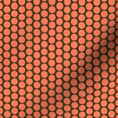 Orange polka dots on chocolate (limited palette) by Su_G