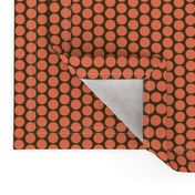 Orange polka dots on chocolate (limited palette) by Su_G