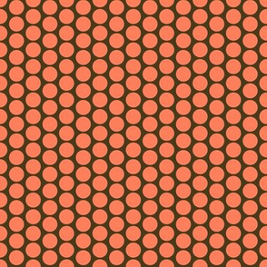 Orange polka dots on chocolate (limited palette) by Su_G