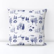 Winter in the Forest Toile in blue