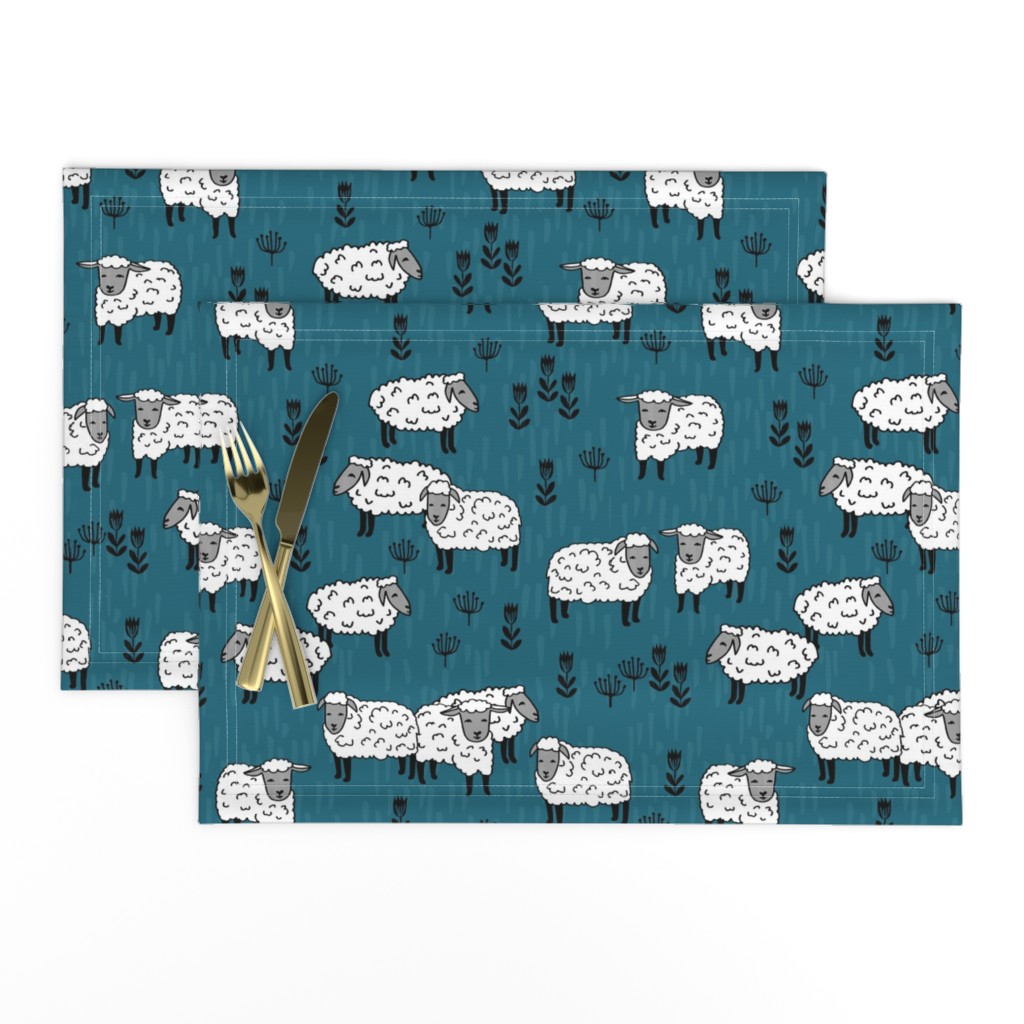 Field of Sheep fabric - Bondi Blue by Andrea Lauren