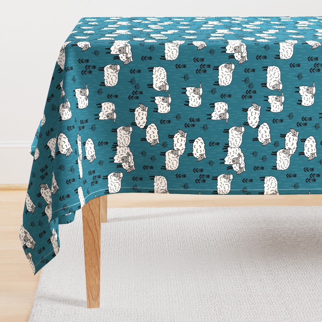 Field of Sheep fabric - Bondi Blue by Andrea Lauren