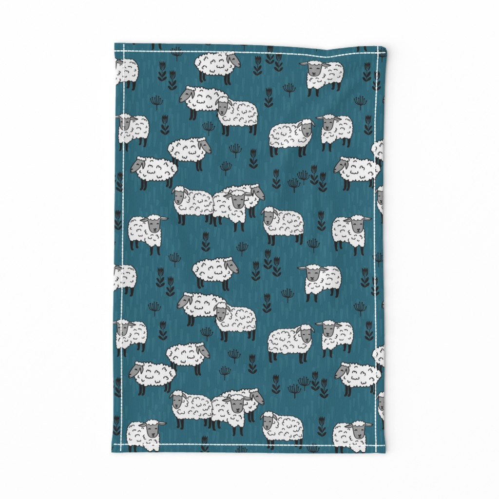 Field of Sheep fabric - Bondi Blue by Andrea Lauren