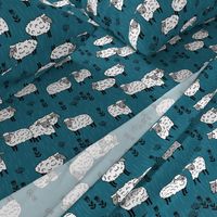 Field of Sheep fabric - Bondi Blue by Andrea Lauren