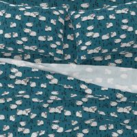 Field of Sheep fabric - Bondi Blue by Andrea Lauren