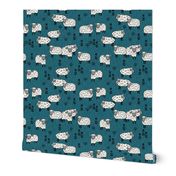 Field of Sheep fabric - Bondi Blue by Andrea Lauren