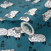 Field of Sheep fabric - Bondi Blue by Andrea Lauren