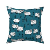 Field of Sheep fabric - Bondi Blue by Andrea Lauren