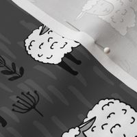sheep fabric // charcoal and white farm animals design andrea lauren fabric