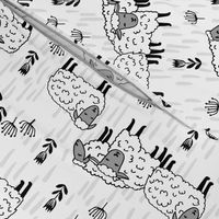 sheep fabric // grey and white farm animals design andrea lauren fabric