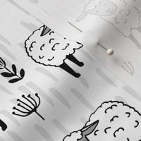 sheep fabric // grey and white farm animals design andrea lauren fabric