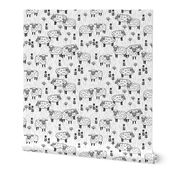 sheep fabric // grey and white farm animals design andrea lauren fabric