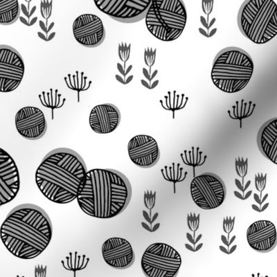 Yarn Balls - White/Charcoal by Andrea Lauren