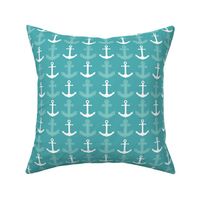 Anchor's Away! Teal Blue and White