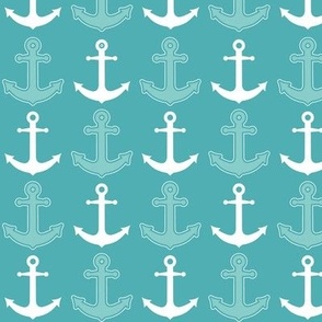 Anchor's Away! Teal Blue and White