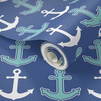 Nautical Anchor Pattern Navy Blue and Teal