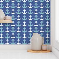 Nautical Anchor Pattern Navy Blue and Teal