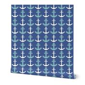 Nautical Anchor Pattern Navy Blue and Teal