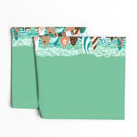 Boardwalk Border design on Sea Green.