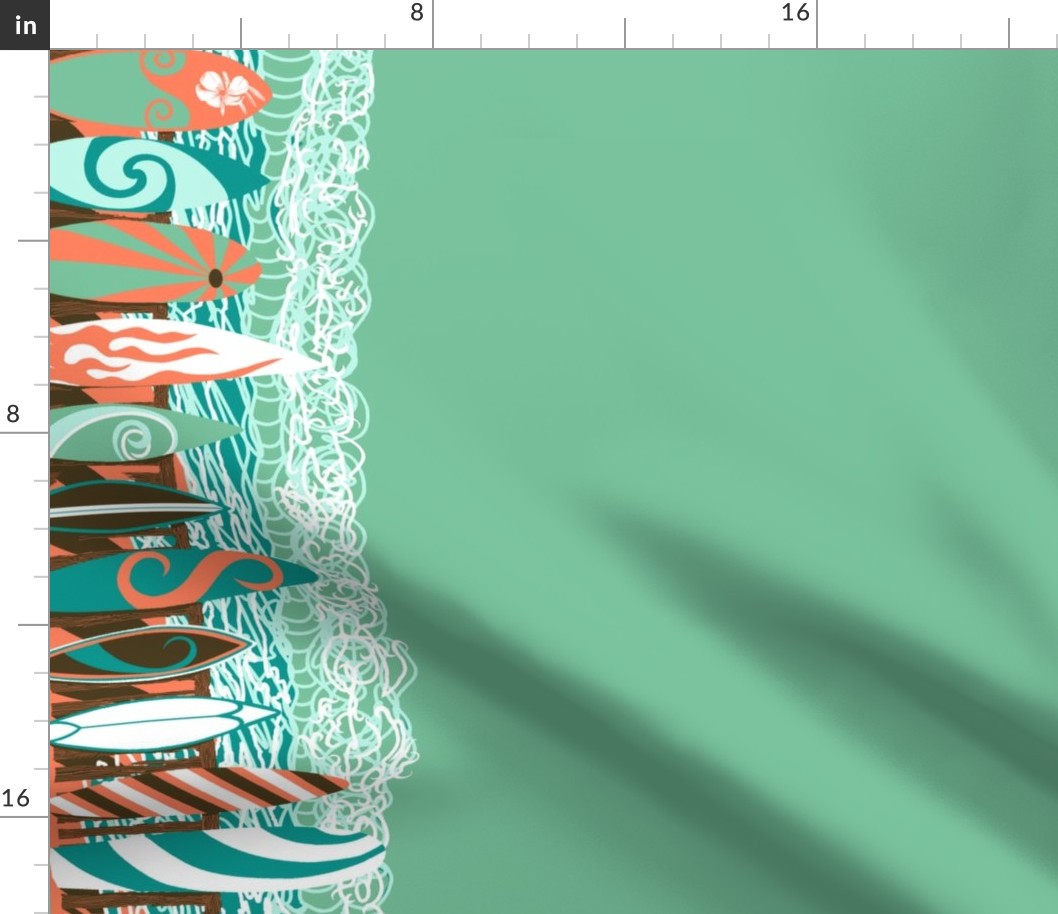 Boardwalk Border design on Sea Green.