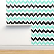 Mint and Black Chevron Stripes