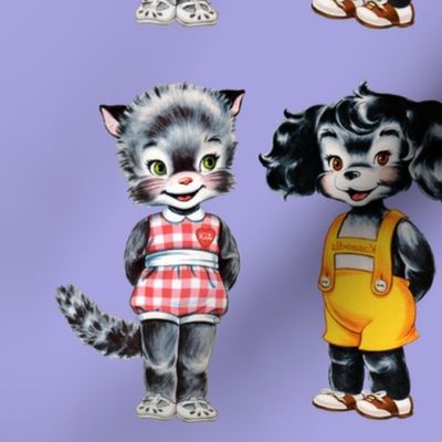 vintage kids kitsch cats kittens puppies puppy dogs children toddler nursery clowns hula dancers paper dolls costumes Anthropomorphic