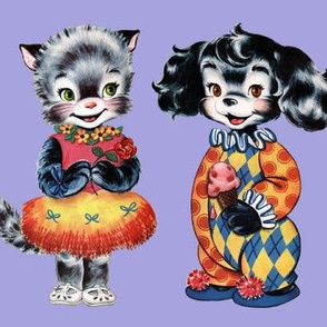 vintage kids kitsch cats kittens puppies puppy dogs children toddler nursery clowns hula dancers paper dolls costumes Anthropomorphic