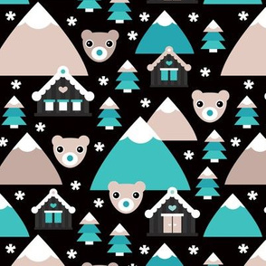 Blue christmas grizzly bear nordic village