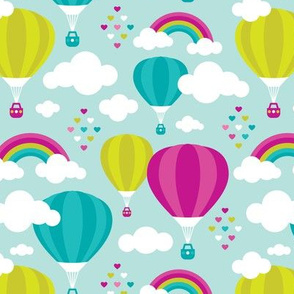 Hot air balloon and rainbows pattern