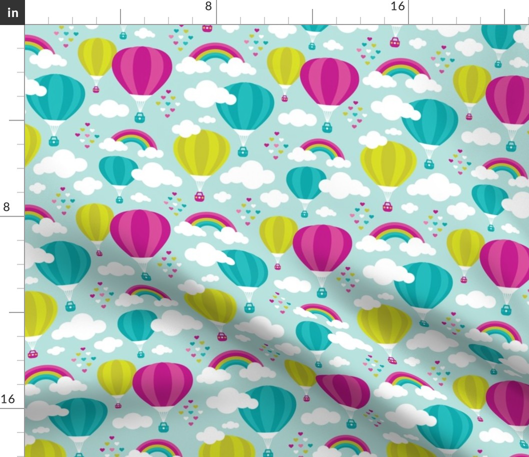 Hot air balloon and rainbows pattern