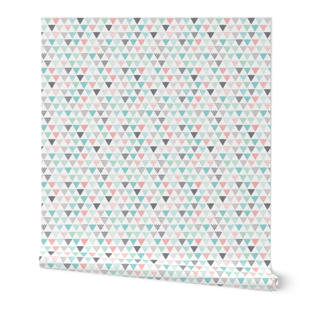 Geometric tribal aztec triangle pastel pink and blue modern patterns