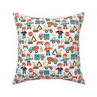 Under construction workers boys illustration fabric