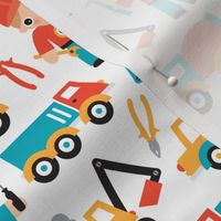 Under construction workers boys illustration fabric