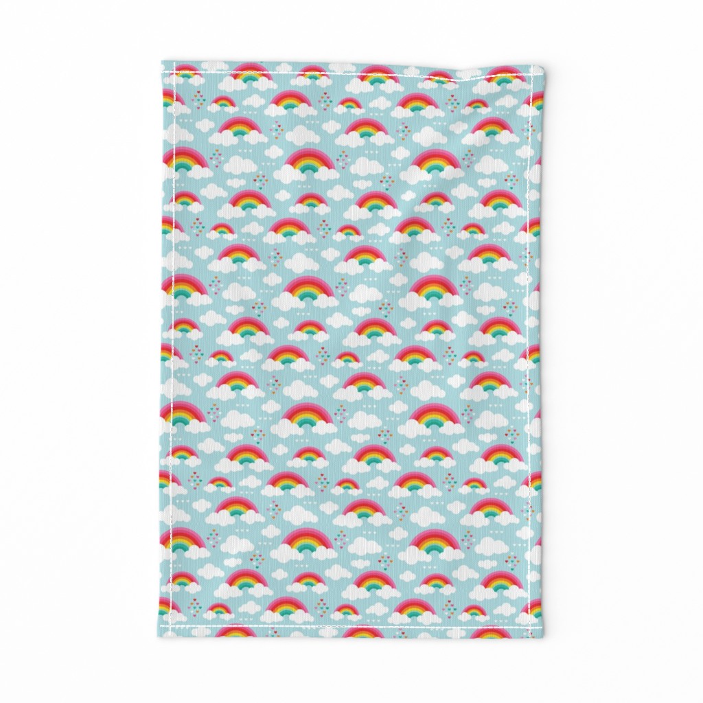 Cloudy blue sky rainbow dreams blue multi color