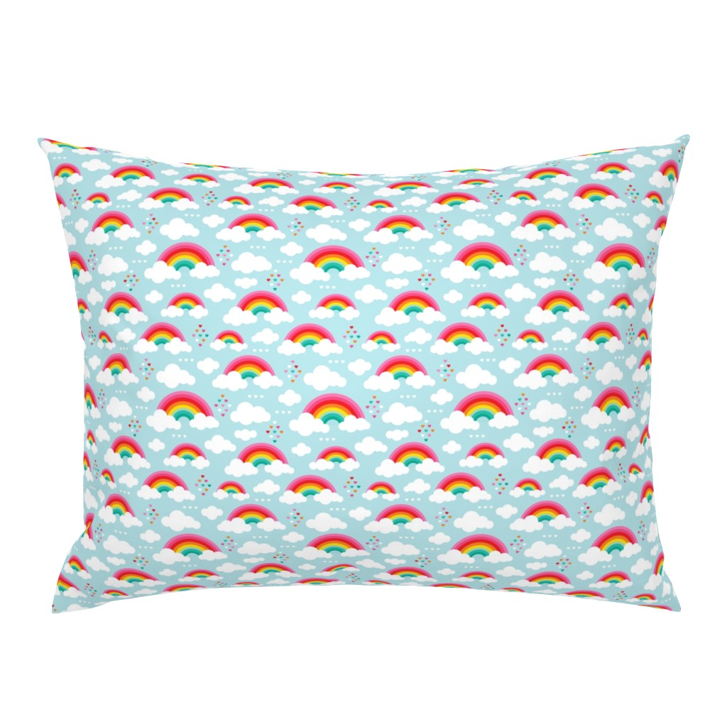 Cloudy blue sky rainbow dreams blue multi color