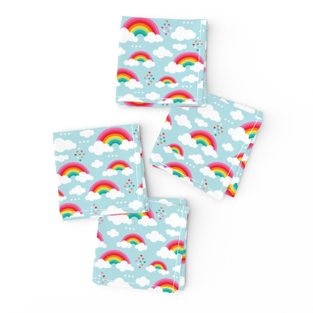 Cloudy blue sky rainbow dreams blue multi color