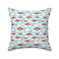 Cloudy blue sky rainbow dreams blue multi color