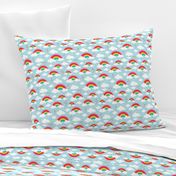 Cloudy blue sky rainbow dreams blue multi color