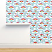 Cloudy blue sky rainbow dreams blue multi color