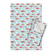 Cloudy blue sky rainbow dreams blue multi color