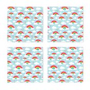 Cloudy blue sky rainbow dreams blue multi color