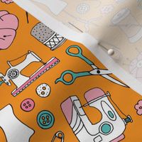 I love to sew handmade sewing machine stitch needle and DIY supply illustration pattern back to school theme