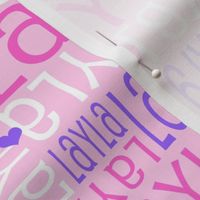 Personalised Name Design - Hearts Pink and Purple